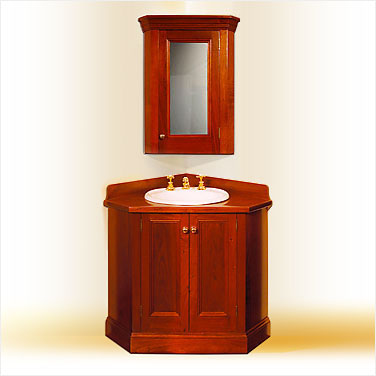 Colonial Corner Timber Bathroom Vanity with Matching Shaving Cabinet. Click to view a larger image.