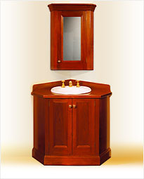Colonial Corner Timber Bathroom Vanity with Matching Shaving Cabinet. Click to view product details.